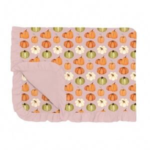 NEW KICKEE ruffle toddler blanket - 40x60 in baby rose pumpkin patch